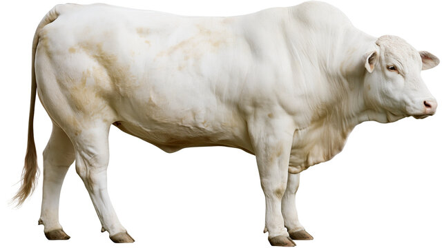 White Charolais bull with muscular physique