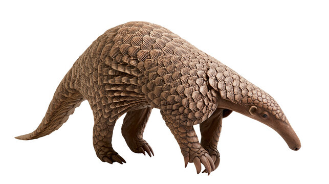 Pangolin animal with scaly textured skin and long snout