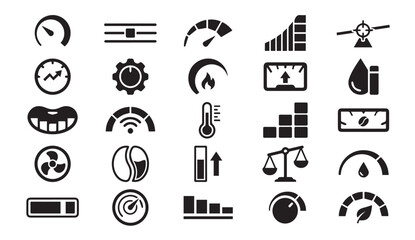 Fototapeta premium Technical status and measurement gauge icons for industrial monitoring