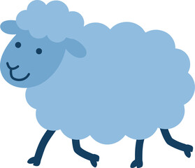 Obraz premium Cute blue sheep cartoon illustration on a white background for childrens designs