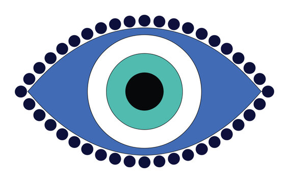 S&iacute;mbolo minimalista de amuleto de mal de ojo sobre fondo blanco limpio