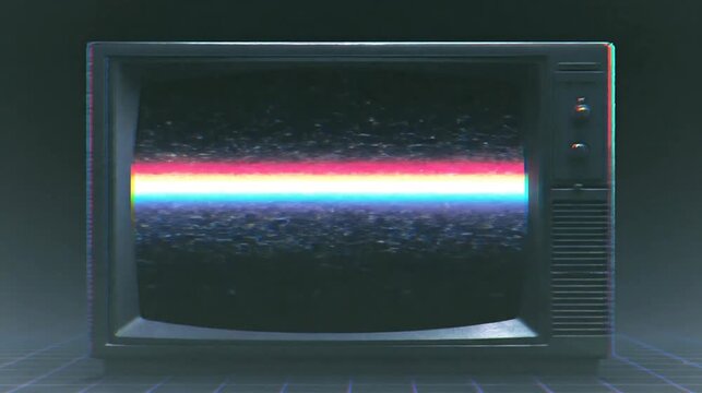 Blank vintage CRT television monitor on dark background.