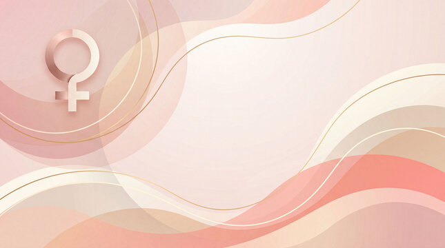 Soft Feminine Background with Abstract Floral Elements and Feminine Symbol. Women's health, wellness, and advertising visuals, for presentations and medical publications.