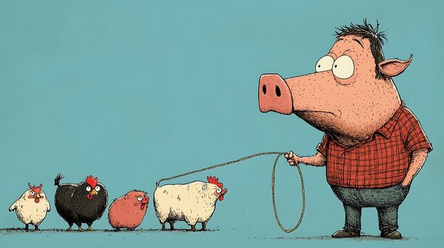 Pig herding chickens