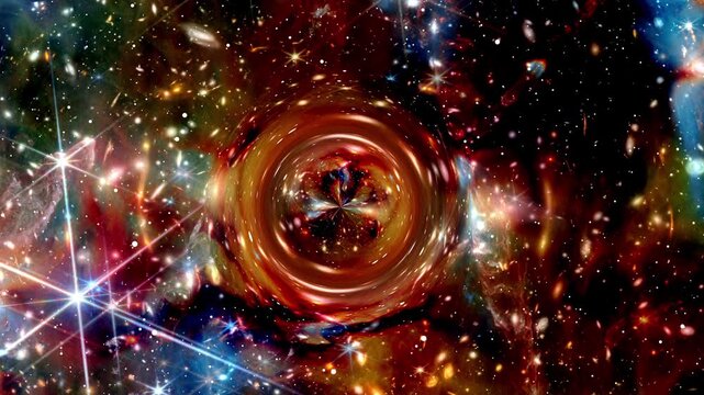 Flying Into Gigantic Worm Hole Disrupting Space And Time In A Science Fiction Parallel Universe