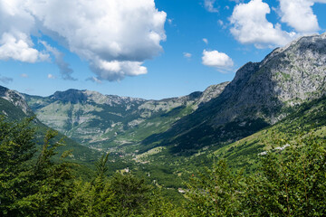 Fototapeta premium Scenic view of the lush green Theth valley Albania