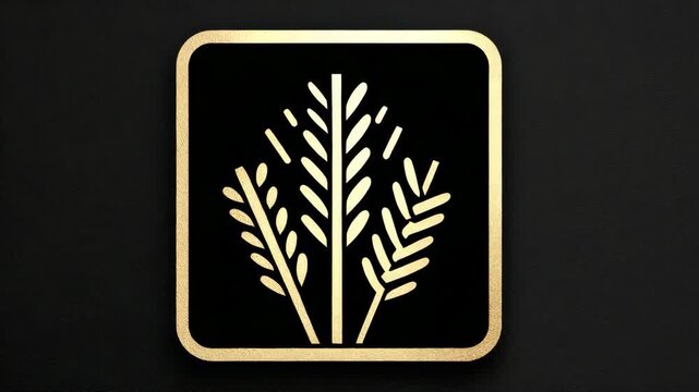 An elegant golden logo featuring olive branches against a black background. Perfect for luxury brands or eco-conscious companies.