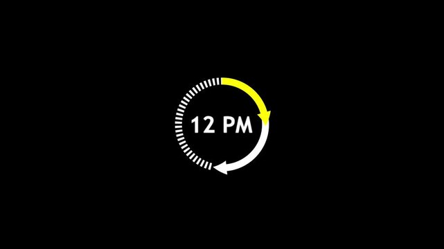 Minimalist analog clock showing 12 p m with golden hands and numbers on dark background