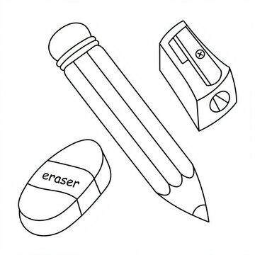 pencil, sharpener and eraser sketch 