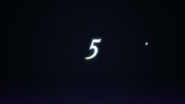 Glowing Number 5 Countdown Animation on Dark Background