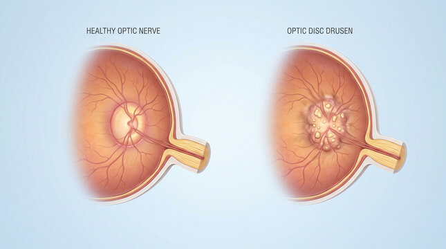 Optic Disc Drusen and Healthy Optic Nerve 3D Comparison
