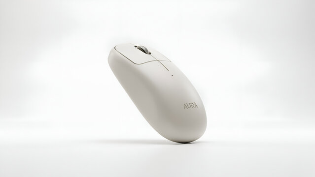 Modern sleek white wireless computer mouse peripheral for office productivity
