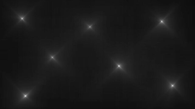 White Glitter Twinkling Stars Animation on Black Background &ndash;shiny white cartoon, flat, vector, doodles style stars blink night sky, Glow twinkle movement timeline Sparkling Light Overlay 4K