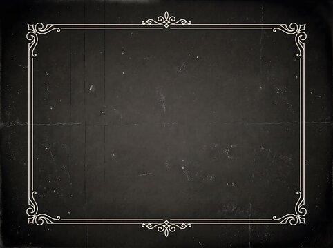 Blank vintage silent film title card with ornamental border and grunge texture