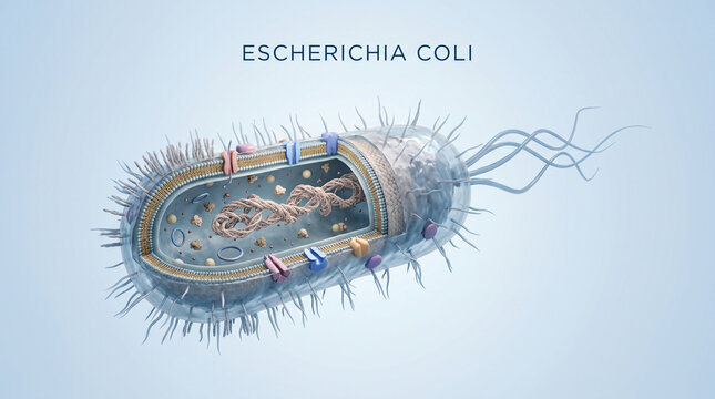 3D Anatomy of Escherichia Coli Bacterium Internal Structure
