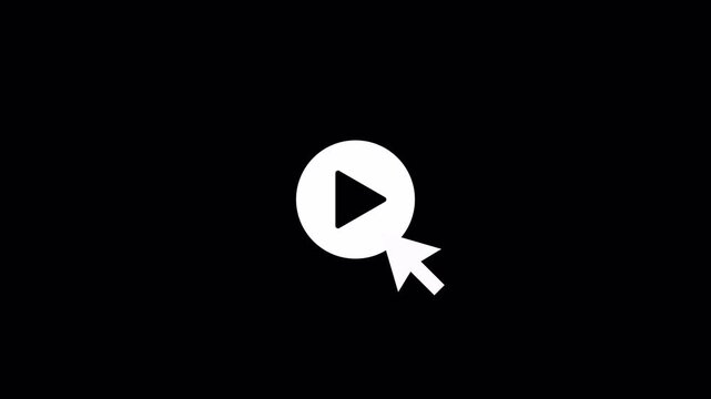 Play and Pause Button Click Animation with Mouse Cursor on Transparent Background, Video Music Player UI, Media Control Icon, Click Effect Motion Graphic in 4K, Animated Cursor arrow clicking.