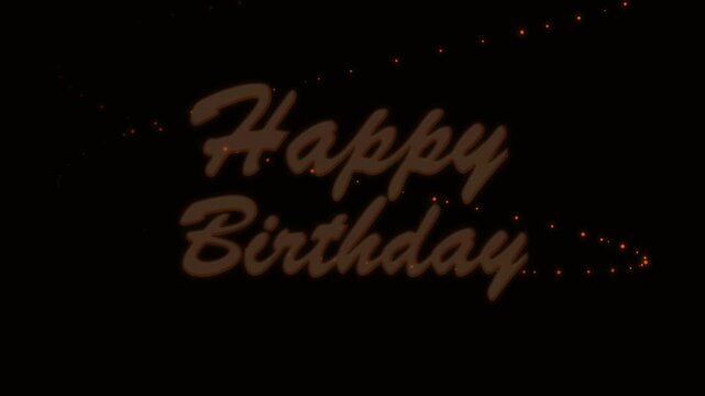 Birthday Celebration Motion Background with Glowing Text and Orbiting Light Trails in Dark Space