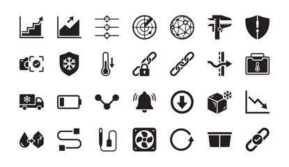 Fototapeta premium Data processing and industrial technology icon collection with technology