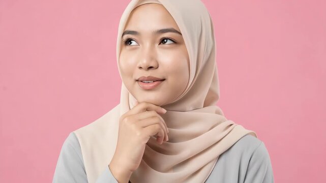 Young Muslim woman wearing hijab smiling for the camera.