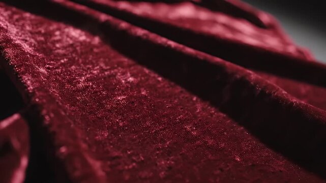 Deep red velvet fabric with shimmering texture and soft folds