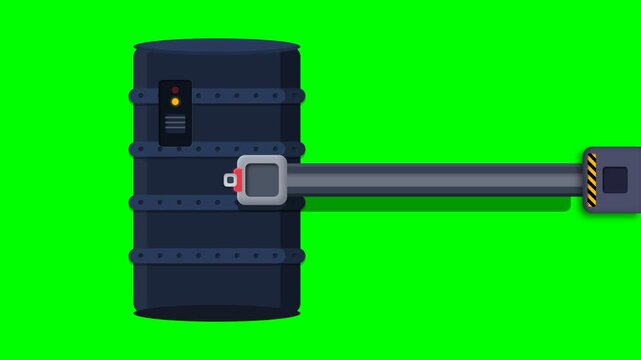Industrial Barrel Leak Repair Animation with Mechanical Patch on Green Screen