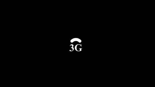 3G Mobile Network Signal Icon on Black Background.