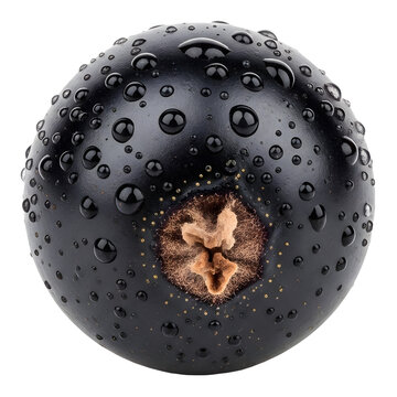 Blackcurrant berry isolated with water droplets on a transparent background