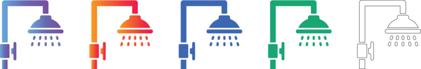 Obraz premium Shower Head Icon Set for Bathroom Design