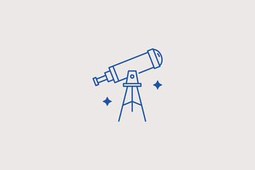 Telescope line icon for astronomy observatory. Vector illustration for space research, science observatory, stargazing, astrophysics. © HenryFord