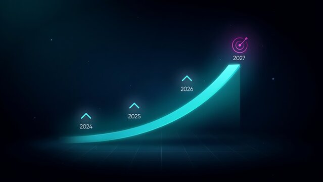 Exponential growth chart design for future business projection in 2027