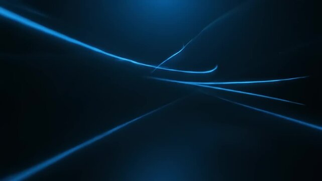 Blue Laser Beams Crossing in Darkness.
