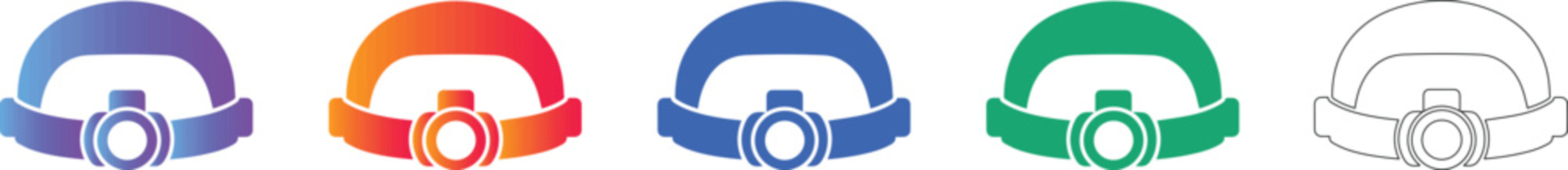 Medical Headlamp Examination Light Icon Set