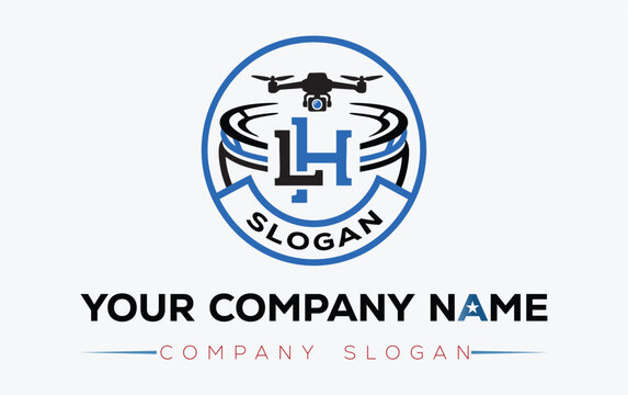 Drone with camera logo design for technology company with slogan Vector, illustration