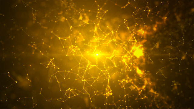 Abstract Connected Network with Glowing Nodes and Lines Technology Background