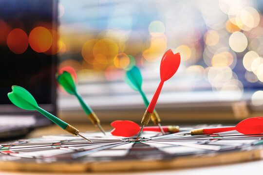 Dart arrow on target for business Competition Concept With One Clear Winning Target