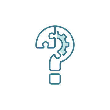 Question mark puzzle piece and gear icon