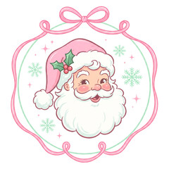 Naklejka premium Coquette Christmas Pink Santa PNG