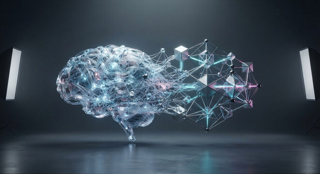 human intelligence transforming into artificial intelligence mockup
