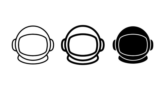 Astronaut Helmets, Space Exploration Icons, Sci-Fi Headgear Vector Set