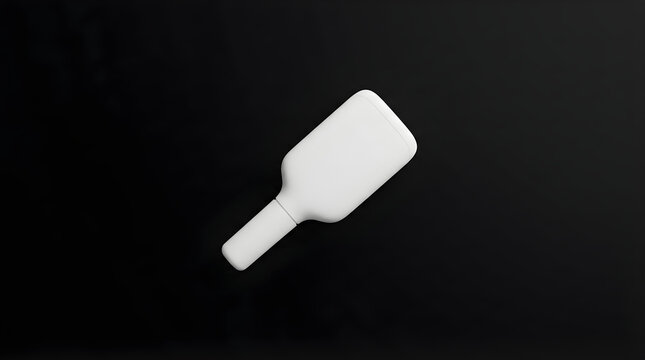 Minimalist 3d Render of a White Bottle Shape Object with a Smooth Surface Floating in Complete Darkness with Subtle Lighting