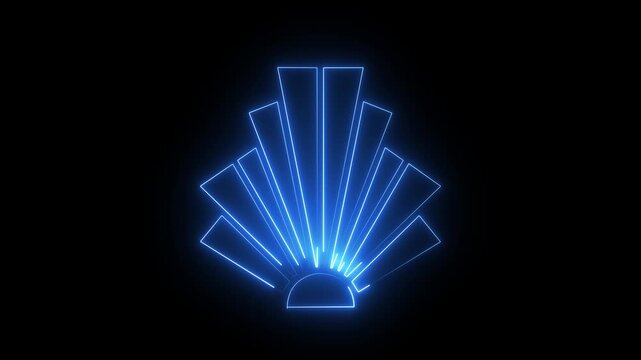 Glowing neon seashell animation with pulsing blue light effect
