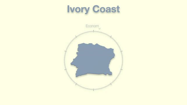 C�te d'Ivoire MAP revealing minimalistic animated data analytics for presentations, videos, corporate, documentery 