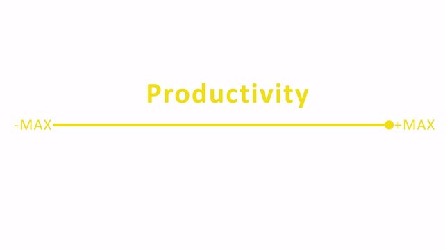 Productivity and efficiency concept The concept of business Productivity added on transparent background Business adjusting virtual slider from min to max process 4K animation with alpha channel