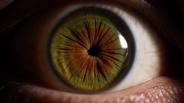 Extreme Close Up Macro Shot of Human Eye Pupil Dilating and Contracting.