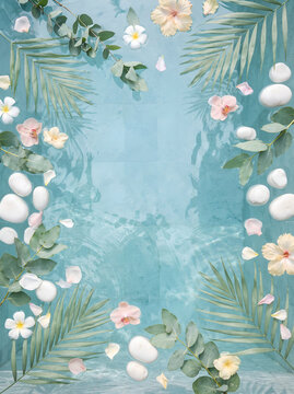 Aesthetic tropical spa and wellness summer background