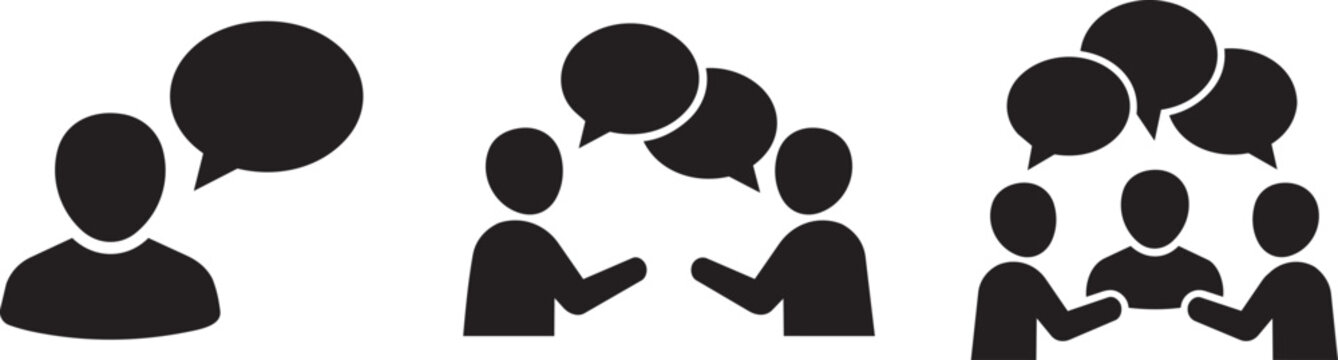 people communication icons set conversation discussion vector illustration