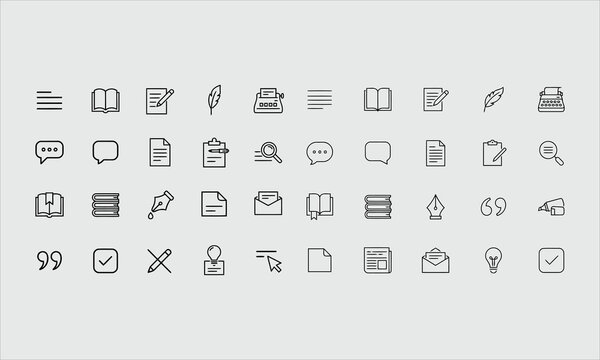 Text web icons in line style. Words, read, copywriting, collection. Vector illustration.line icon 20 set vector bandile illustration