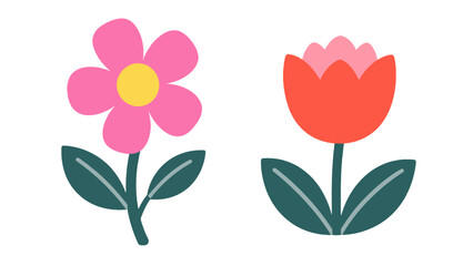 Fototapeta premium Simple vector illustration of two colorful flowers