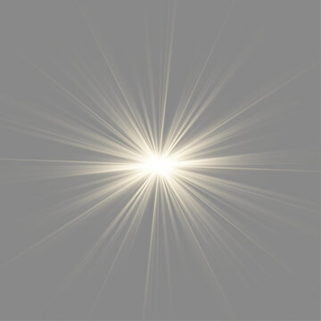 Luxury gold light effect with sparkles. Transparent PNG overlay adds shine. Radiant starburst for premium design elements.