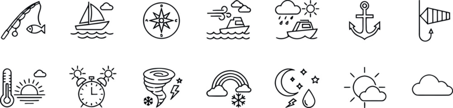 Set of twelve hand drawn doodle icons representing various business and creative office work concepts and elements